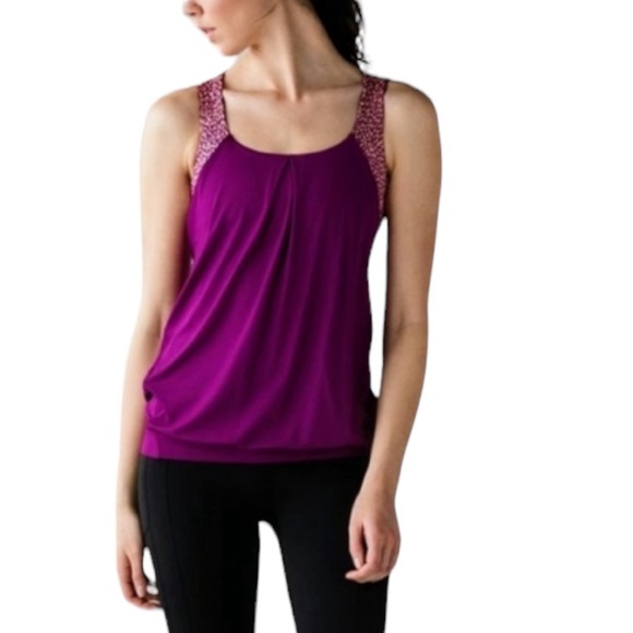 LULULEMON: Nouveau Limits Tank Regal Plum Purple Miss Mosaic Peach Fuzz -Size 4 - Picture 2 of 12